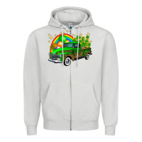 Dove Grey st patricks shamrock gold rainbow balloon candy truck Zipper Hoodie - FaDigitalArtStudio