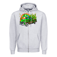 Heather Grey st patricks shamrock gold rainbow balloon candy truck Zipper Hoodie - FaDigitalArtStudio