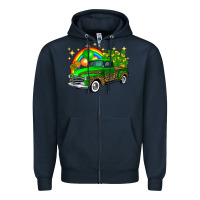 Navy st patricks shamrock gold rainbow balloon candy truck Zipper Hoodie - FaDigitalArtStudio