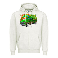 Oatmeal Heather st patricks shamrock gold rainbow balloon candy truck Zipper Hoodie - FaDigitalArtStudio