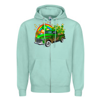 Seafoam st patricks shamrock gold rainbow balloon candy truck Zipper Hoodie - FaDigitalArtStudio