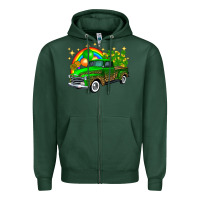 Sports Green st patricks shamrock gold rainbow balloon candy truck Zipper Hoodie - FaDigitalArtStudio