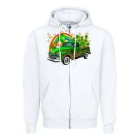 White st patricks shamrock gold rainbow balloon candy truck Zipper Hoodie - FaDigitalArtStudio