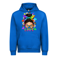 Cobalt LGBTQ+ Messy Bun Mum Love With Hearts Urban Hoodie - BundleAndBundleShop