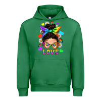 Emerald LGBTQ+ Messy Bun Mum Love With Hearts Urban Hoodie - BundleAndBundleShop
