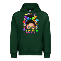 Forest Green LGBTQ+ Messy Bun Mum Love With Hearts Urban Hoodie - BundleAndBundleShop