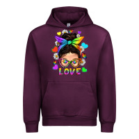 Mauve Wine LGBTQ+ Messy Bun Mum Love With Hearts Urban Hoodie - BundleAndBundleShop