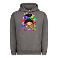 Pigment Tornado LGBTQ+ Messy Bun Mum Love With Hearts Urban Hoodie - BundleAndBundleShop