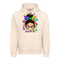 Lgbtq+ Messy Bun Mum Love With Hearts Urban Hoodie | Teevron