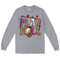 Heather Grey play ball baseball Long Sleeve Tee - Zillion Design Studio