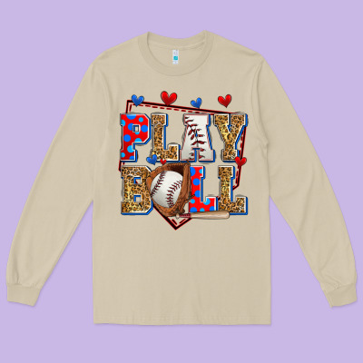 Play Ball Baseball Long Sleeve Tee Designed By Zillion Design Studio
