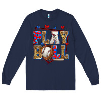 Navy play ball baseball Long Sleeve Tee - Zillion Design Studio