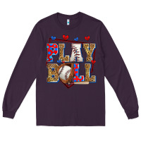 Plum play ball baseball Long Sleeve Tee - Zillion Design Studio