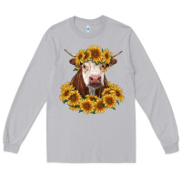 Moon Dust hereford cow with sunflowers Long Sleeve Tee - RanaPortraitStore
