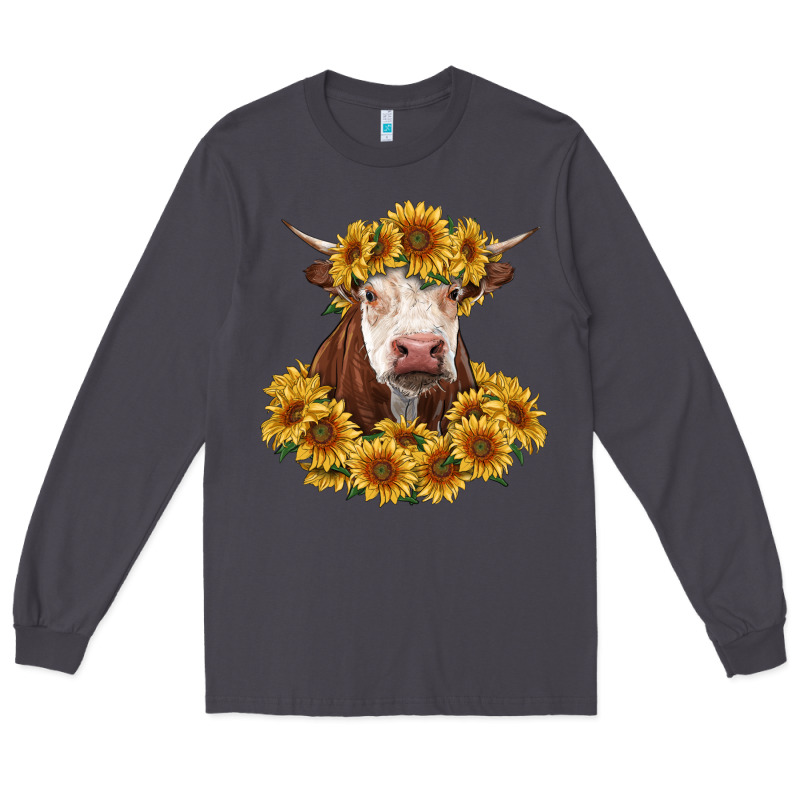Hereford Cow With Sunflowers Long Sleeve Tee by RanaPortraitStore | Teevron