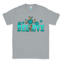 Heather Grey western turquoise's gemstones cross believe Classic Tee - BarkalooDesign