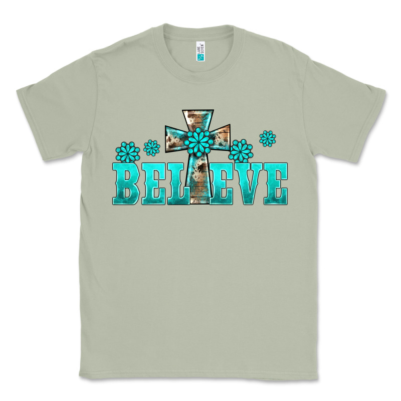 Western Turquoise's Gemstones Cross Believe Classic Tee by BarkalooDesign | Teevron