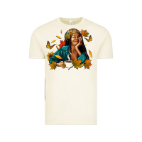 Fall Afro Woman With Coffee Vintage Tee | Teevron