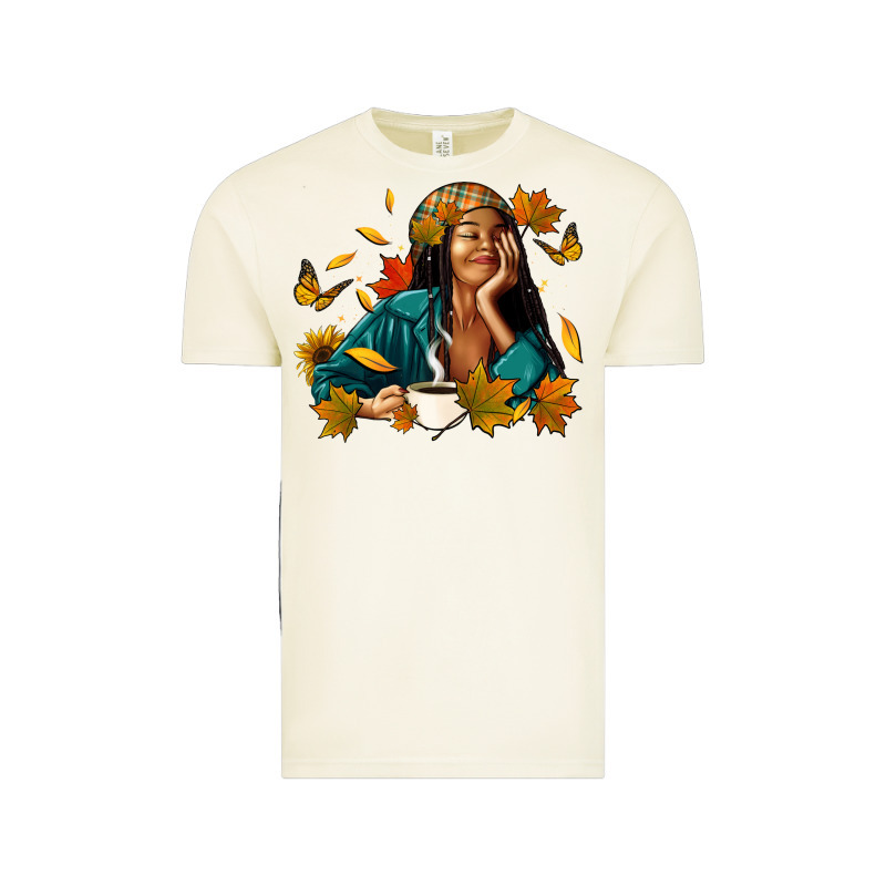 Fall Afro Woman With Coffee Vintage Tee by RanaPortraitStore | Teevron