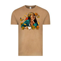 Vintage Camel Fall afro woman with coffee Vintage Tee - RanaPortraitStore