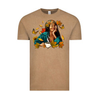 Vintage Coffee Fall afro woman with coffee Vintage Tee - RanaPortraitStore