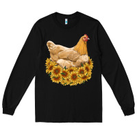 Black chicken with sunflowers Long Sleeve Tee - RanaPortraitStore