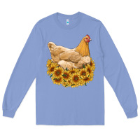 Colony Blue chicken with sunflowers Long Sleeve Tee - RanaPortraitStore