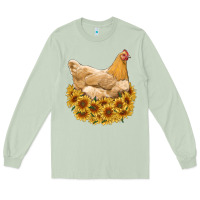 Matcha chicken with sunflowers Long Sleeve Tee - RanaPortraitStore