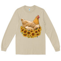 Mushroom chicken with sunflowers Long Sleeve Tee - RanaPortraitStore