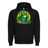 Black st patricks shamrock gold rainbow truck Zipper Hoodie - FaDigitalArtStudio