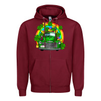 Burgundy st patricks shamrock gold rainbow truck Zipper Hoodie - FaDigitalArtStudio