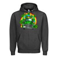 Charcoal Heather st patricks shamrock gold rainbow truck Zipper Hoodie - FaDigitalArtStudio