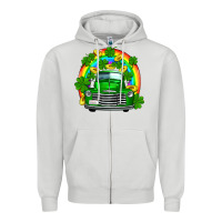 Dove Grey st patricks shamrock gold rainbow truck Zipper Hoodie - FaDigitalArtStudio