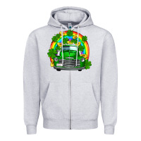 St Patricks Shamrock Gold Rainbow Truck Zipper Hoodie | Teevron