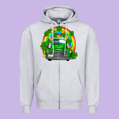 St Patricks Shamrock Gold Rainbow Truck Zipper Hoodie Designed By Fadigitalartstudio