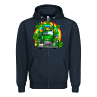 Navy st patricks shamrock gold rainbow truck Zipper Hoodie - FaDigitalArtStudio