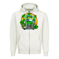 Oatmeal Heather st patricks shamrock gold rainbow truck Zipper Hoodie - FaDigitalArtStudio
