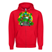 Red st patricks shamrock gold rainbow truck Zipper Hoodie - FaDigitalArtStudio
