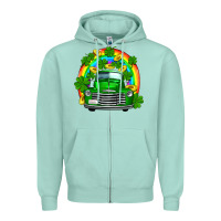 Seafoam st patricks shamrock gold rainbow truck Zipper Hoodie - FaDigitalArtStudio