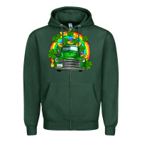 Sports Green st patricks shamrock gold rainbow truck Zipper Hoodie - FaDigitalArtStudio