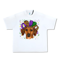 White mardi gras hat dachshund Urban Heavy Tee - RanaPortraitStore