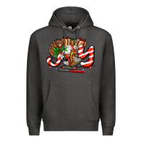Charcoal Heather joy with baseball and christmas gift and candies Premium Hoodie - AdoDesignShop