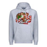 Heather Grey joy with baseball and christmas gift and candies Premium Hoodie - AdoDesignShop