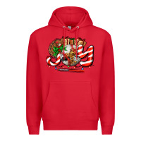 Red joy with baseball and christmas gift and candies Premium Hoodie - AdoDesignShop