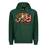 Sports Green joy with baseball and christmas gift and candies Premium Hoodie - AdoDesignShop