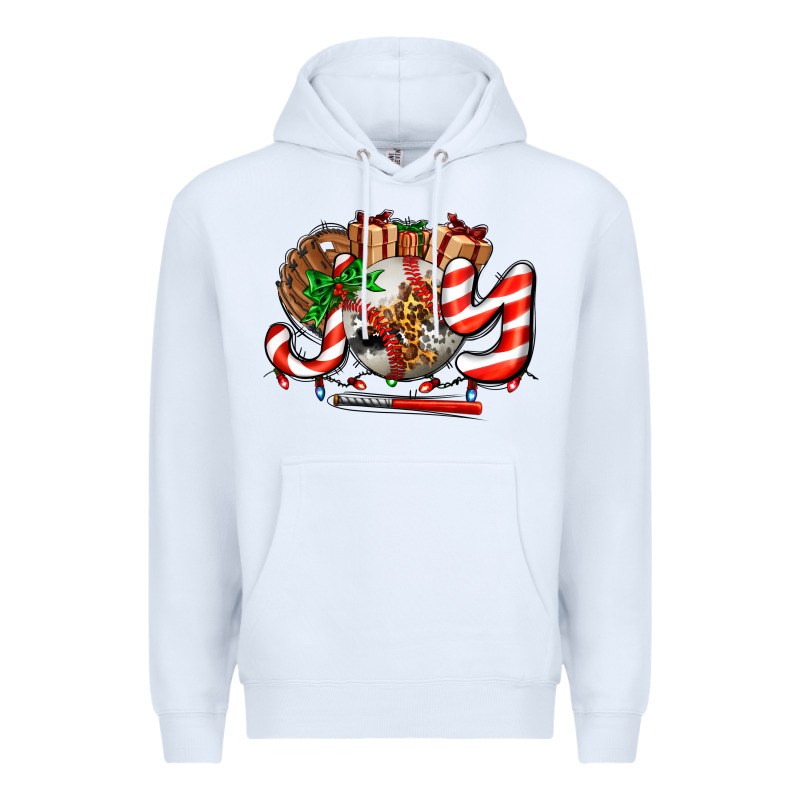 Joy With Baseball And Christmas Gift And Candies Premium Hoodie by AdoDesignShop | Teevron