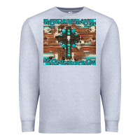 Heather Grey gemstone and cross with cowhide Premium Sweatshirt - Artiststas