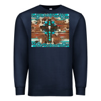 Navy gemstone and cross with cowhide Premium Sweatshirt - Artiststas