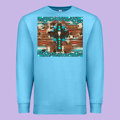 Gemstone And Cross With Cowhide Premium Sweatshirt Designed By Artiststas