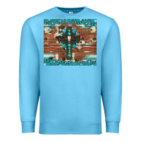 Ocean Blue gemstone and cross with cowhide Premium Sweatshirt - Artiststas